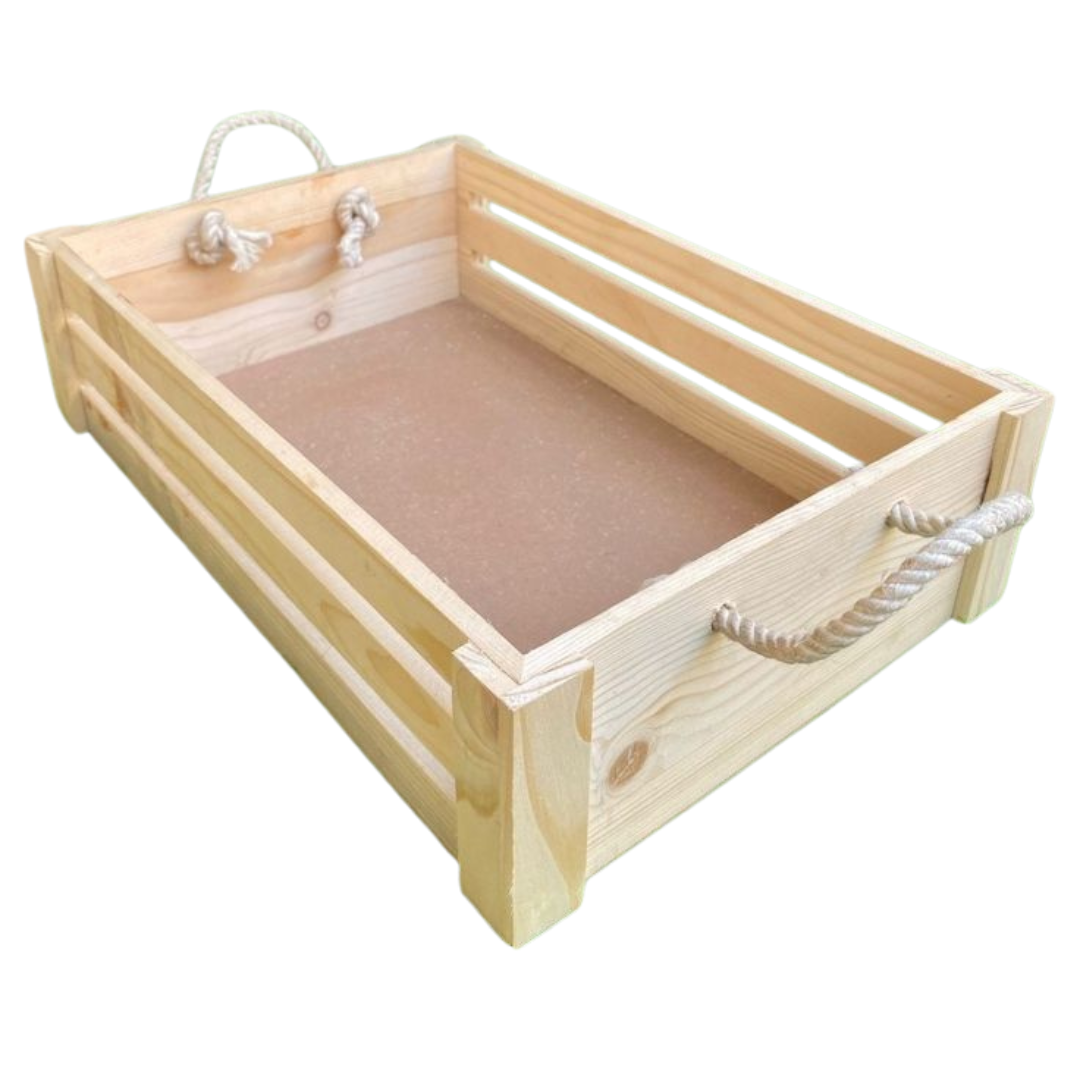 Wooden Serving & Storage Tray with Rope Handles