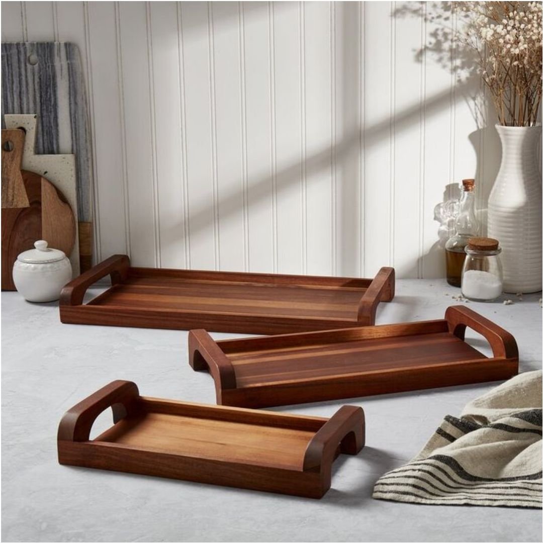 Wooden Serving Tray Set