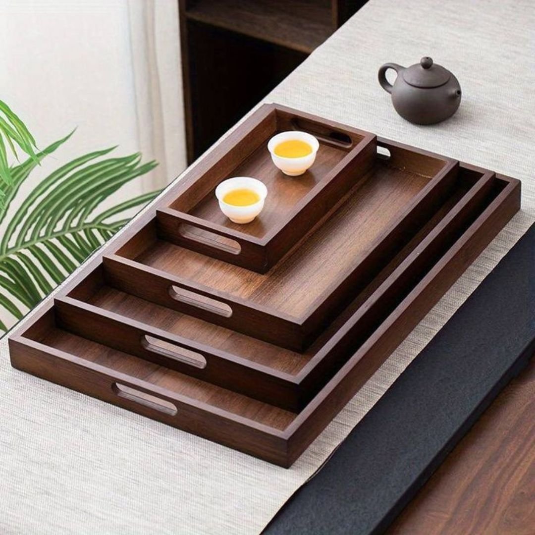 Premium Wooden Tea Serving Tray Set